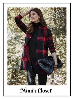 J.Jill Red & Black Buffalo Plaid Open Front Cardi - Size L